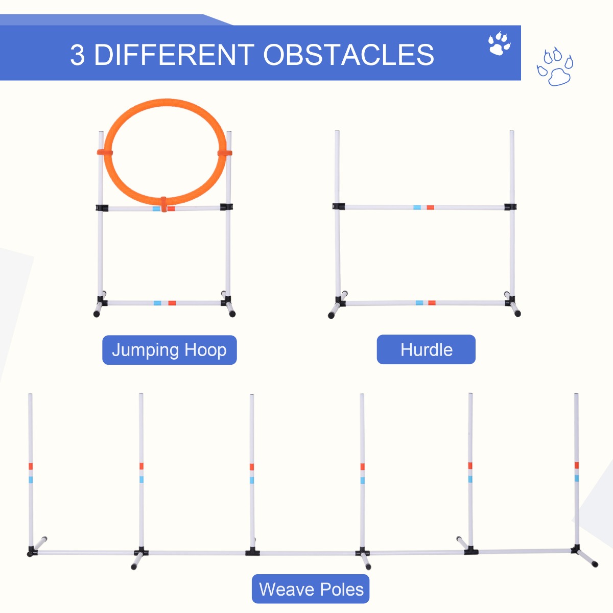 Portable Pet Agility Pet Training Set Dog Obstacle Exercise Adjustable Jump Ring High Jumper w/ Carry Bag