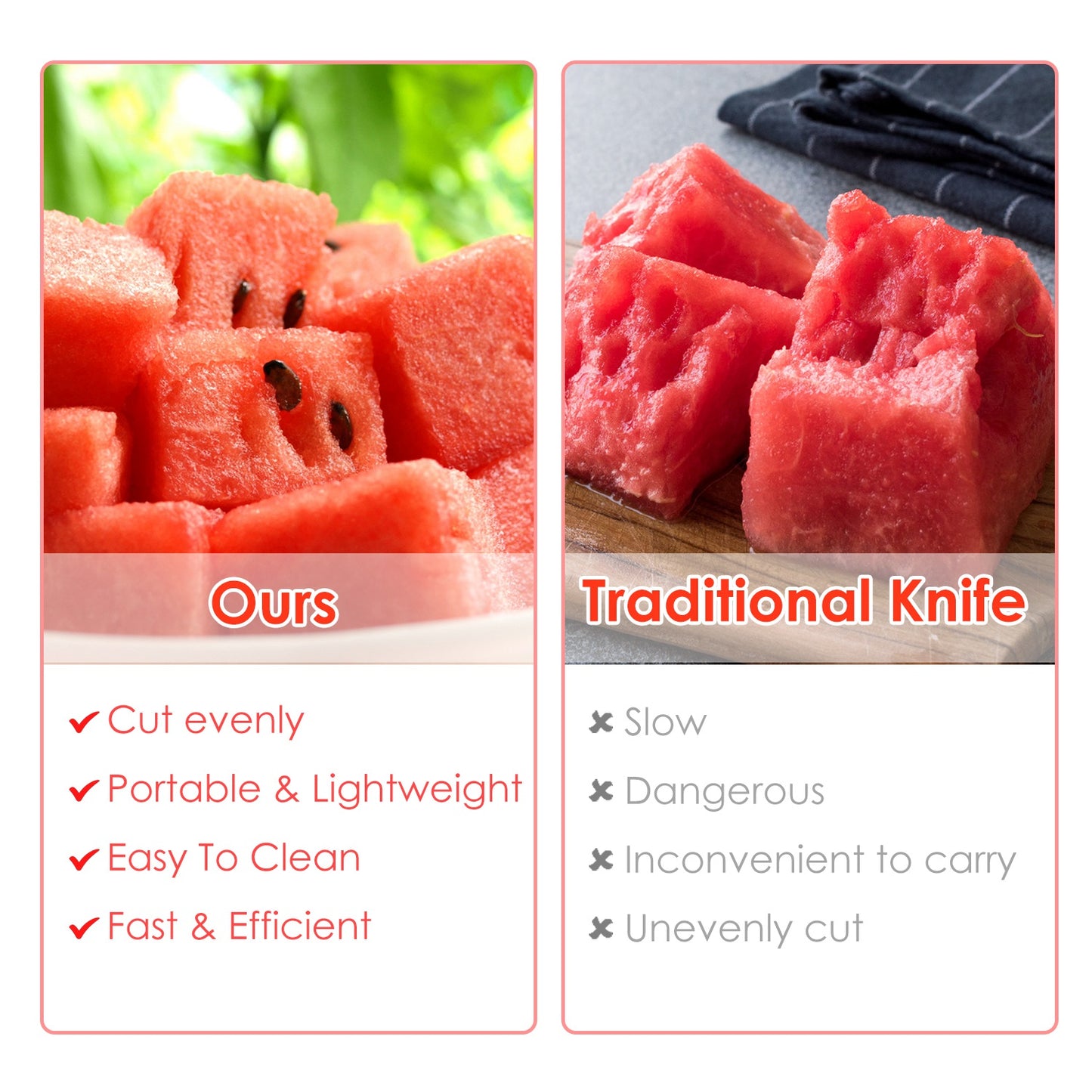 5Pcs 2 In 1 Watermelon Cutter Slicer Fork Stainless Steel Dual Head Watermelon Fruit Cutting Fork Knife For Summer Family Gathering Friend Party Camping Picnic Home Kitchen