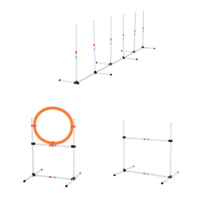 Portable Pet Agility Pet Training Set Dog Obstacle Exercise Adjustable Jump Ring High Jumper w/ Carry Bag
