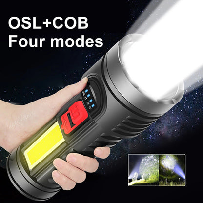 USB Rechargeable LED Flashlight 4-Modes Camping Hiking Torch Work Light(TK/TMEU For Self-pickup)