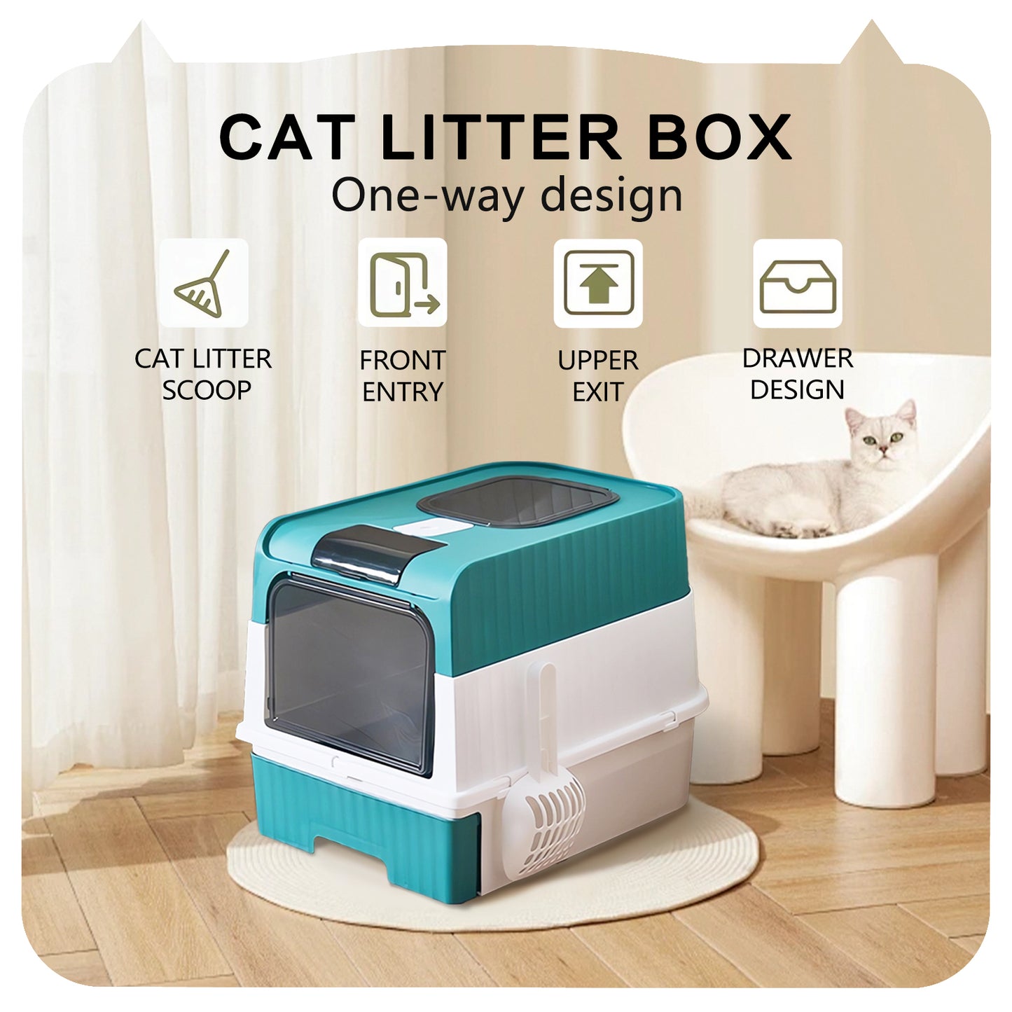 Super Large Capacity Cat Litter Box - Easy To Clean, Odorless, Leak Proof, Not Easy To Leak, Pull-out Design, Comfortable Toilet For Pets