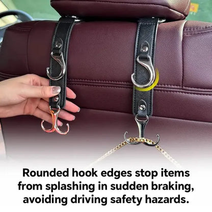 2 Pieces PU Car Hooks, Car Seat Cushion Hooks, Car Seat Back Storage Hooks, Faux Leather Car Hooks, Multi-functional Car Headrest Hooks, Car Seat Storage Boxes, Universal Car Seat Hooks For