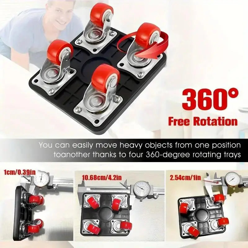 Heavy Duty Furniture Mover, Carbon Steel Furniture Cart, Rotatable Mute Wheel With Brake, Furniture Lift Handling Tool For Easy Movement Of Furniture Appliances Refrigerator,800 Lb Capacity