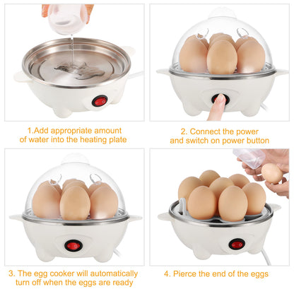 1Pc Electric Egg Cooker 7-Capacity Hard-Boiled Egg Maker With Auto-Off Measuring Cup For Hard Boiled Steamed Vegetables Seafood Dumplings