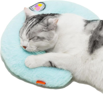 MEWOOFUN U-Shaped Orthopedic Pet Pillow - 10.6x9.8 Inch Fluffy Support For Cats & Puppies, Joint Relief & Improved Sleep Blue