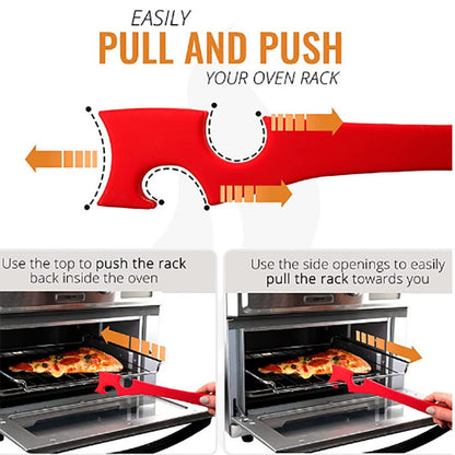 Silicone Oven Rack Push Pull Tool With Longer Handle, Shelf Puller For Air Fryer Toaster And Oven
