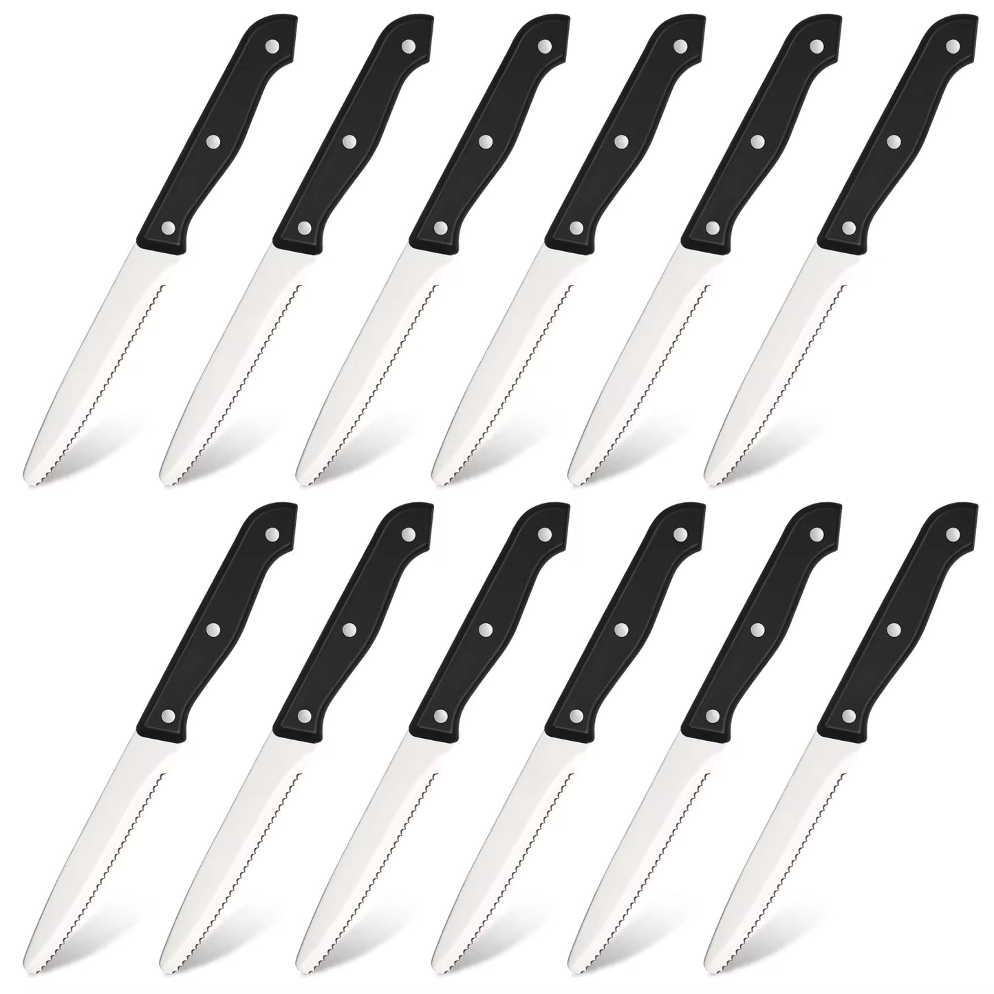 12-piece Kitchen Knife And Accessory Set With High-carbon Stainless Steel Blades, Including Meat And Steak Knives, With ABS Handles