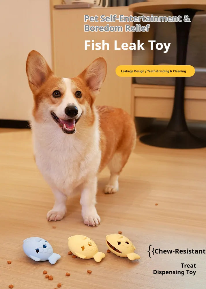 Fish-Shaped Dog Treat Dispenser Toy – Food-Grade Silicone Slow Feeder For Boredom Relief, Self-Entertainment & Pet Interaction – Durable Chew Toy With Treat Leakage Design, Teeth Cleaning Surface