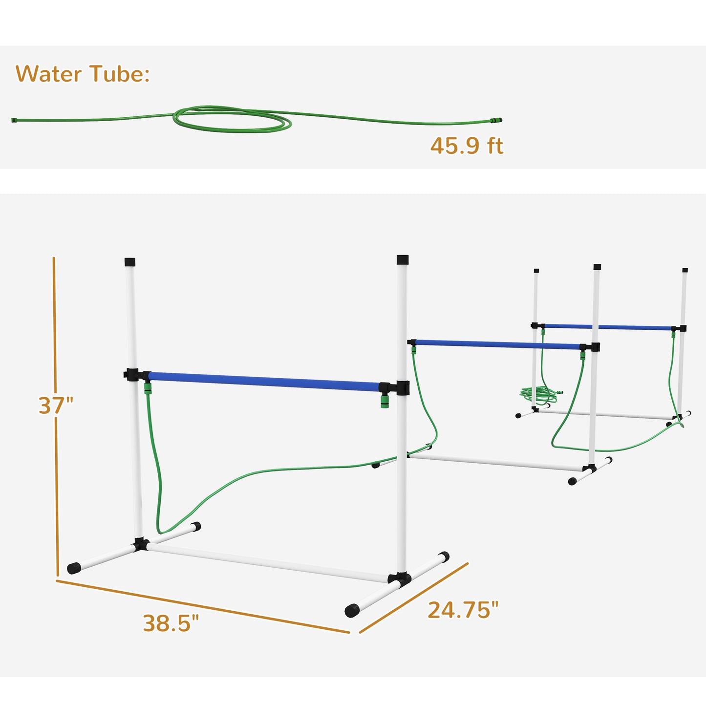 4pc Dog Agility Training Equipment Set with Spray Water Tube, White