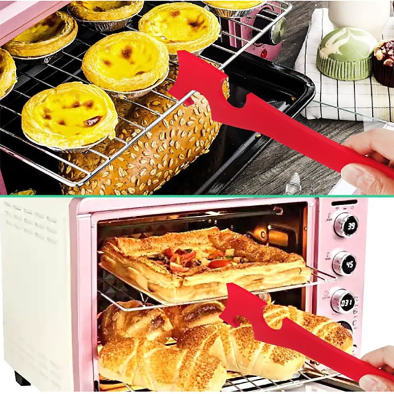 Silicone Oven Rack Push Pull Tool With Longer Handle, Shelf Puller For Air Fryer Toaster And Oven