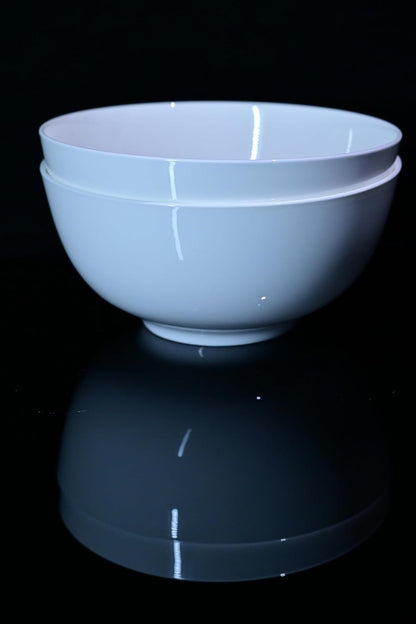 Lily Bone China Dinnerware Set, 2 Pieces, 8-inch White Large Deep Ceramic, Soup, Cereal, Oatmeal, Fruit, Rice Bowl, Plates, Dishes