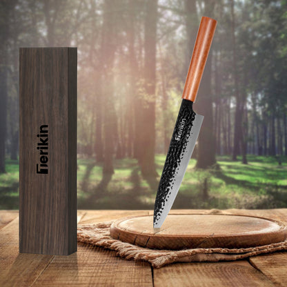 Professional Kiritsuke Santoku Chef Knife, 9 Inch Japanese Chef Knife, German High Carbon Stainless Steel EN1.4116 Chef Knife Meat & Sushi Knife Kitchen Knife With Sheath & Case