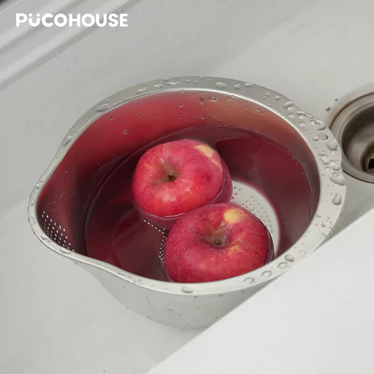 Slanted Bottom Drain Bowl - A Versatile Colander For Pasta, Rice, And Produce, A Time-saving Kitchen Sink Helper