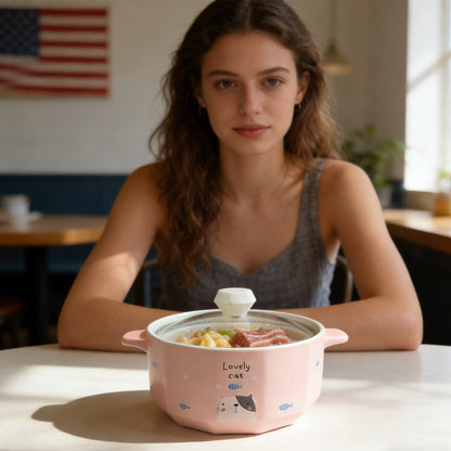 Cartoon Cat Noodles Bowl 850M-Cat