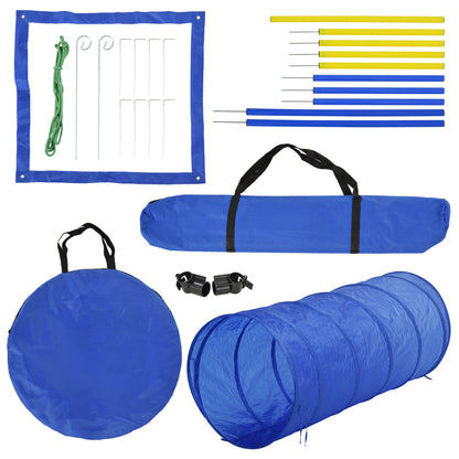 Competition Dog Agility Equipment Obstacle Course Set for Outdoor Backyard, Blue and Yellow