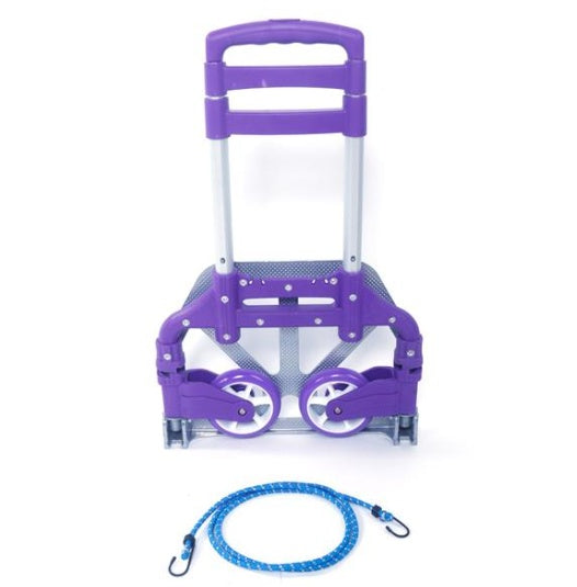 Portable Foldable Telescopic Trolley Luggage Cart Purple