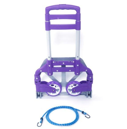Portable Foldable Telescopic Trolley Luggage Cart Purple