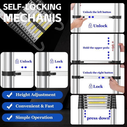 Aluminum Telescopic Ladder With Adjustable Height And Easy Storage