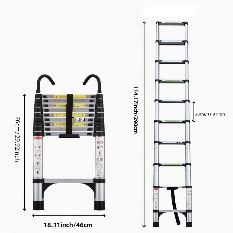 Aluminum Telescopic Ladder With Adjustable Height And Easy Storage