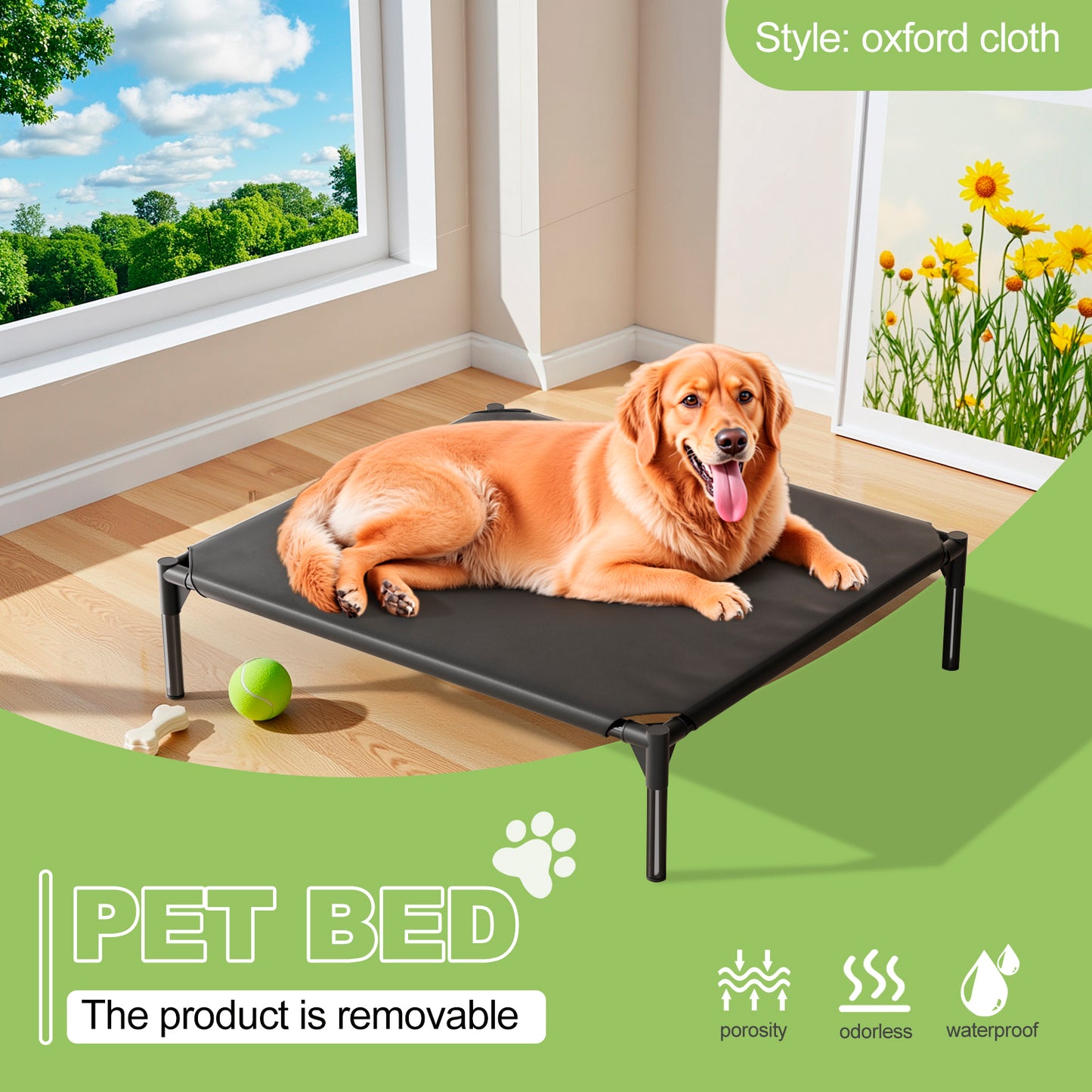 The Bi-material Pet Bed Is Of Your Choice,The Detachable Design Of The Oxford Cloth And Breathable Mesh Pet Bed Combines The Characteristics Of Breathable, Waterproof And Odorless To Create A Comforta