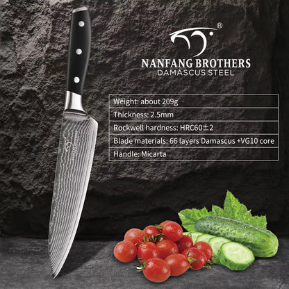 In Stock 8-inch Premium Damascus Steel 67-layer Kitchen Chef Sashimi Knife With ABS Handle, Three Rivets, Gift Box