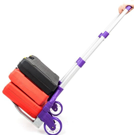 Portable Foldable Telescopic Trolley Luggage Cart Purple