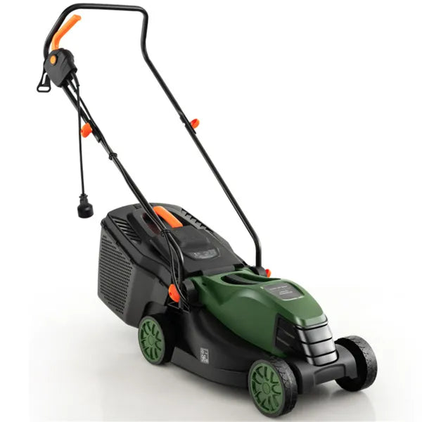 12 Ampere 13.5 Inch Electric Rope Lawn Mower With Dual Safety Switches -Green