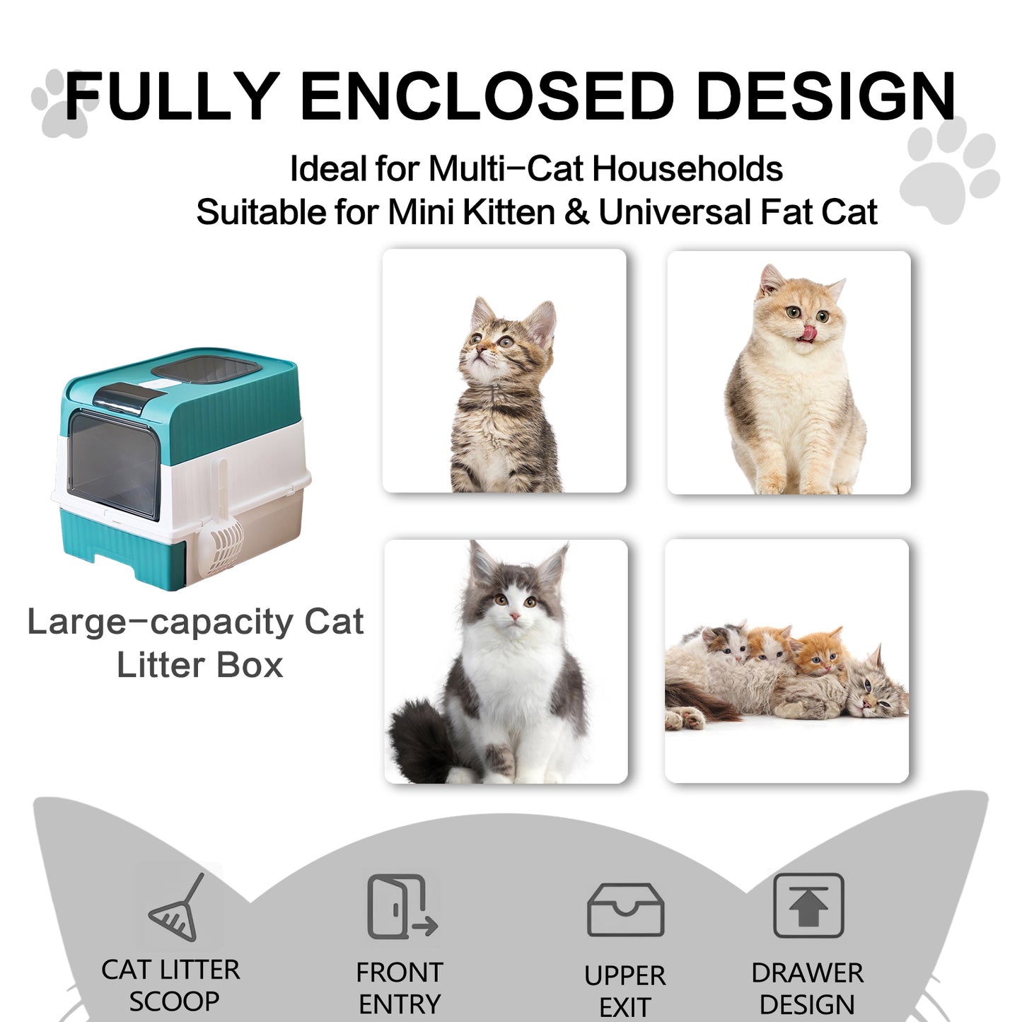 Super Large Capacity Cat Litter Box - Easy To Clean, Odorless, Leak Proof, Not Easy To Leak, Pull-out Design, Comfortable Toilet For Pets