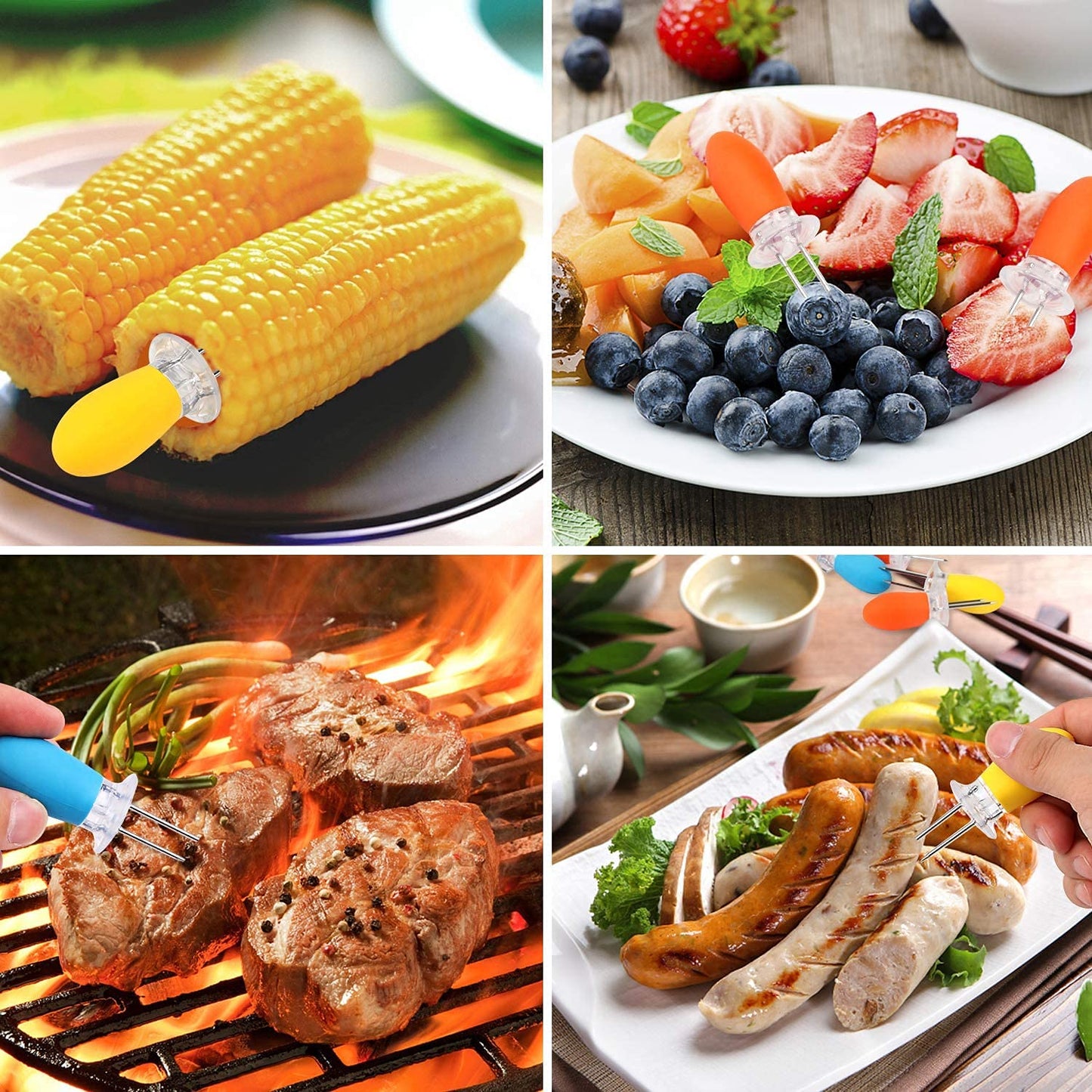 Corn Holders, AUGSUN 10Pcs,5 Pairs Corn Cob Holders Stainless Steel Corn On The Cob Holders BBQ Fork Skewers For Home Cooking Parties Camping