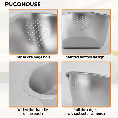 Slanted Bottom Drain Bowl - A Versatile Colander For Pasta, Rice, And Produce, A Time-saving Kitchen Sink Helper