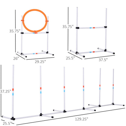 Portable Pet Agility Pet Training Set Dog Obstacle Exercise Adjustable Jump Ring High Jumper w/ Carry Bag