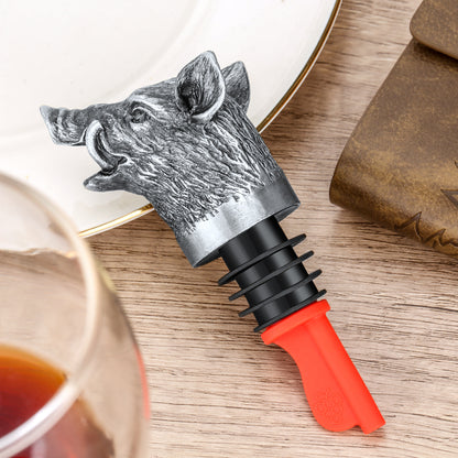 Wild Boar Head Wine Pourer - Vacuum Sealing, Wine Spout, Stopper For Cocktails, Whiskey, Wine Bottles, Perfect Gift For Any Occasion