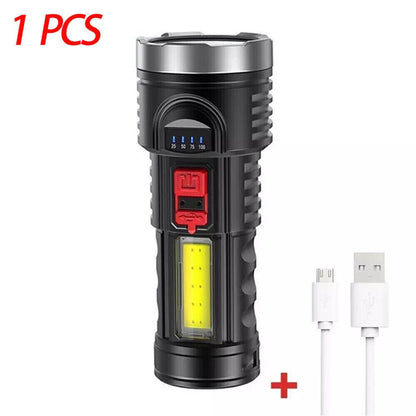 USB Rechargeable LED Flashlight 4-Modes Camping Hiking Torch Work Light(TK/TMEU For Self-pickup)