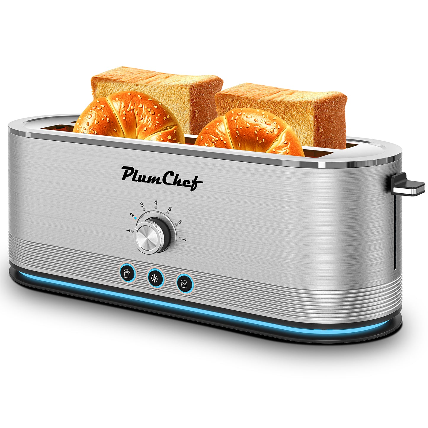4-Slice Toaster, 7 Settings, Defrost, Reheat, Removable Crumb Tray, Full Body Stainless Steel Housing, Anti-Fingerprint, Anti-Jam, 1350W, Silver, Amazon Resale Prohibited